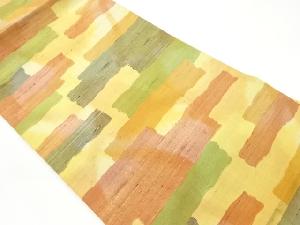 手織り紬変わりヱ霞に変わり横縞模様織出し名古屋帯